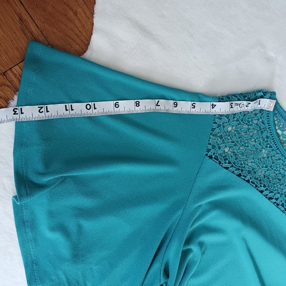 Worthington • Women's Plus Size Knit Lace Detail Flutter Sleeve Tunic Blouse - Picture 12 of 16